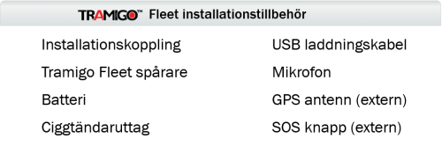 Tramigo Fleet installationstillbehör